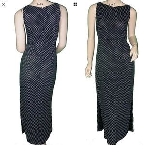 Vintage black and white polka dot maxi dress